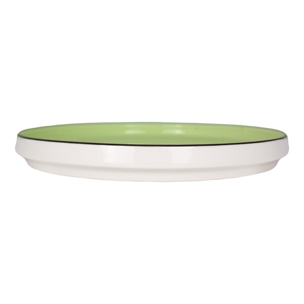 International Tableware Rotana 9 7/8" Round Lime Raised Rim Stoneware Plate - 12/Case