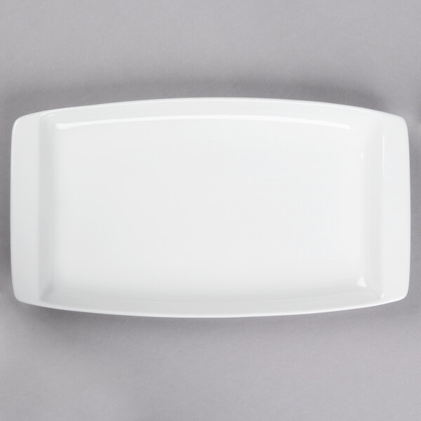 Libbey Chef's Selection 13 1/4" x 7 1/2" Aluma White Porcelain Handled Tray - Sample