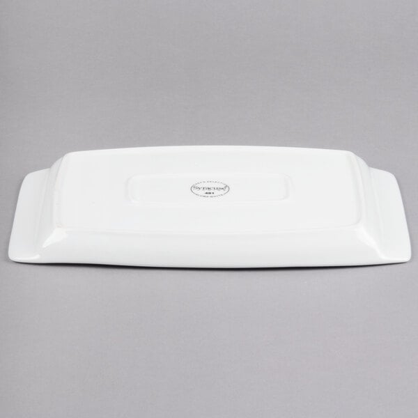 Libbey Chef's Selection 13 1/4" x 7 1/2" Aluma White Porcelain Handled Tray - Sample