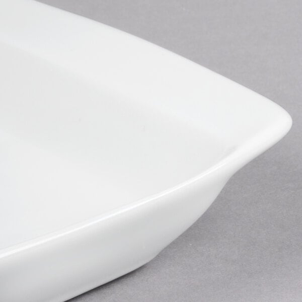 Libbey Chef's Selection 13 1/4" x 7 1/2" Aluma White Porcelain Handled Tray - Sample