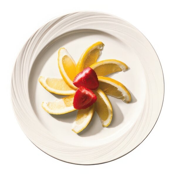 Libbey Basics Orbis 12 1/2" Bright White Medium Rim Porcelain Plate - Sample