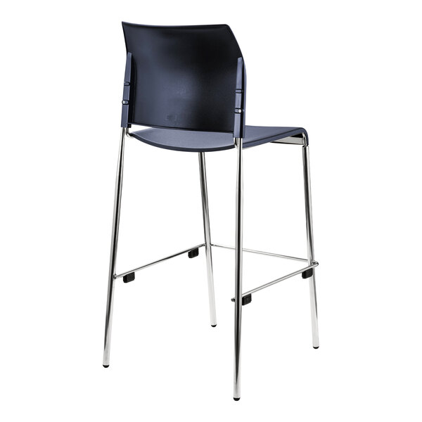 National Public Seating 8800 Series Cafetorium Stackable Bar Stool with Navy Seat and Back