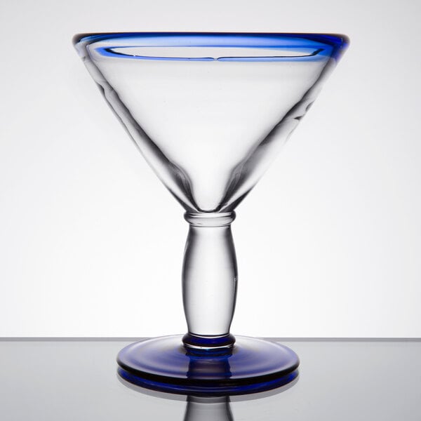 Libbey Aruba 10 oz. Martini Glass with Cobalt Blue Rim and Base - Sample