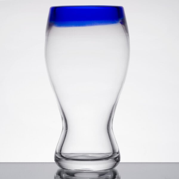 Libbey Aruba 16 oz. Pilsner Glass with Cobalt Blue Rim - Sample