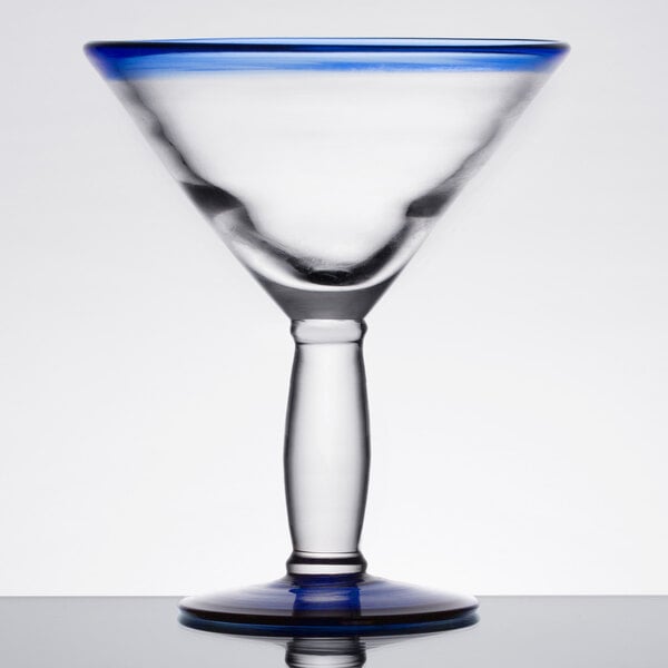 Libbey Aruba 15 oz. Martini Glass with Cobalt Blue Rim and Base - Sample