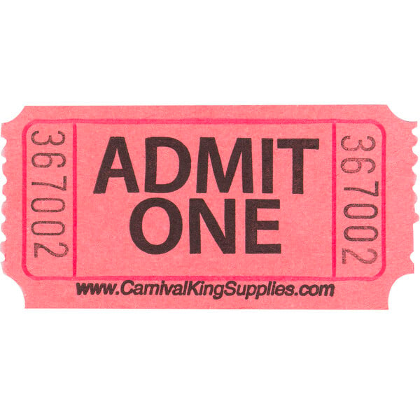 Carnival King Red 2-Part Customizable Raffle Tickets - 2000/Roll