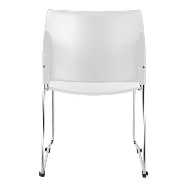 National Public Seating 8800 Series Cafetorium White Stackable Chair with Chrome Frame and Sled Base