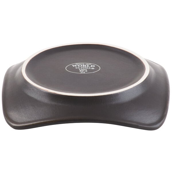 Libbey Hakone 6 1/4" Square Stoneware Plate with Round Detailing - Sample
