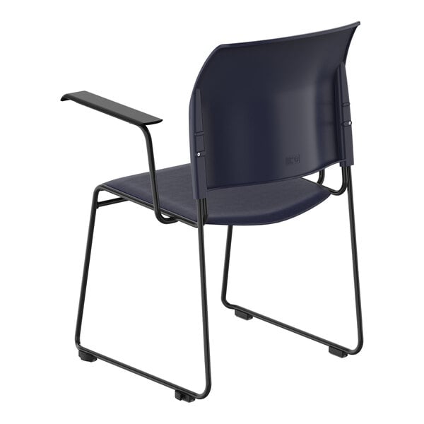 National Public Seating 8700 Series Blue Stackable Cafetorium Chair with Black Frame and Arms