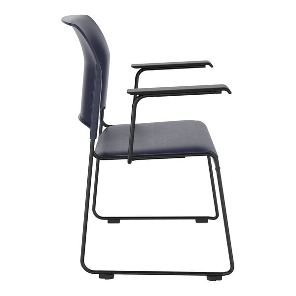 National Public Seating 8700 Series Blue Stackable Cafetorium Chair with Black Frame and Arms