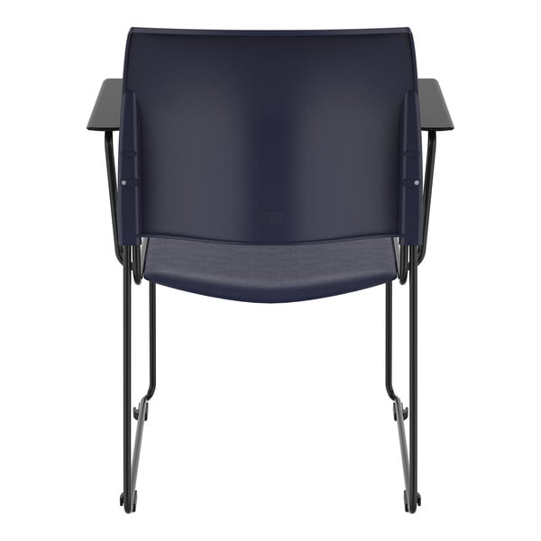National Public Seating 8700 Series Blue Stackable Cafetorium Chair with Black Frame and Arms