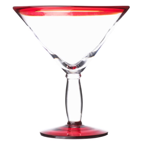 Libbey Aruba 24 oz. Martini Glass with Red Rim and Base - Sample