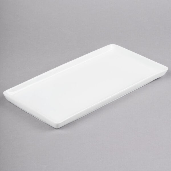 Libbey Chef's Selection 13" x 6 3/4" Aluma White Porcelain Tray - Sample