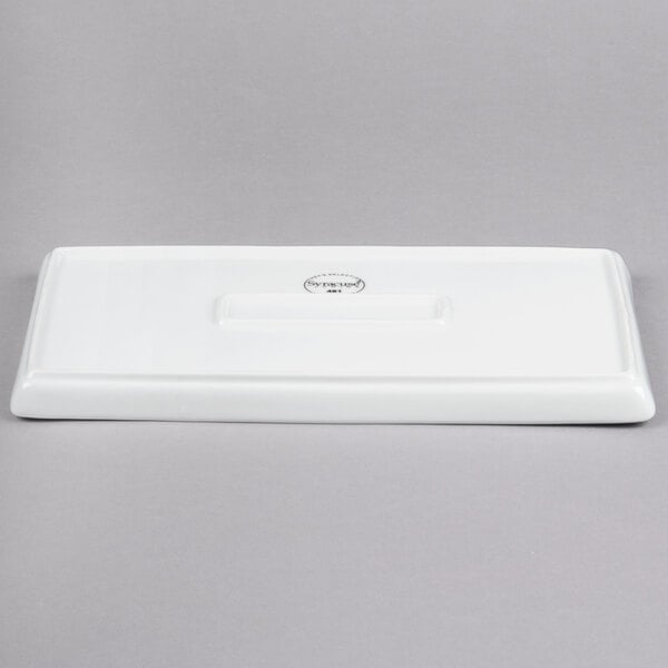 Libbey Chef's Selection 13" x 6 3/4" Aluma White Porcelain Tray - Sample