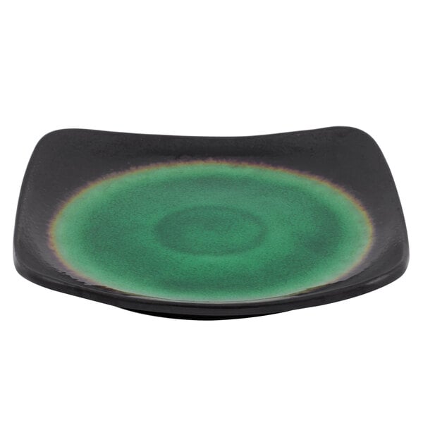 Libbey Hakone 10 1/2" Square Stoneware Plate with Round Detailing - Sample
