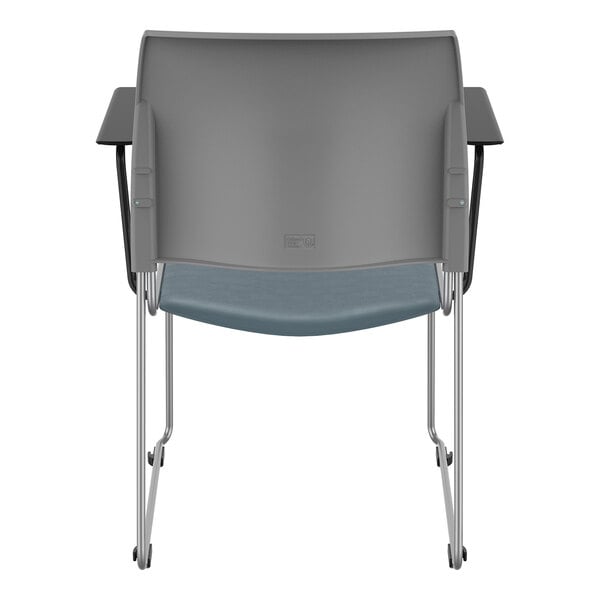 National Public Seating 8700 Series Gray / Blue Stackable Cafetorium Chair with Chrome Frame and Black Arms