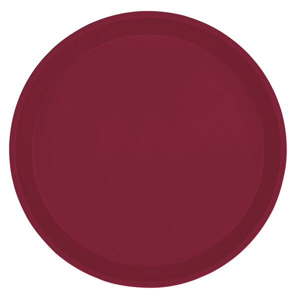 A red plate with a white background.