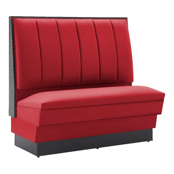 American Tables & Seating Alex 45 1/2" Long American Beauty Upholstered Single Booth with 6-Channel Back - 42" High