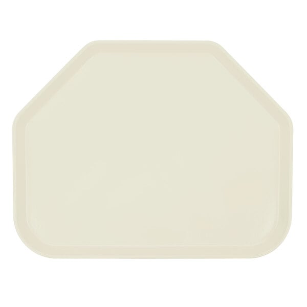 A white fiberglass trapezoid tray with a hexagon shape in the middle.