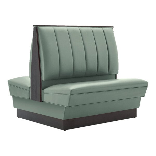 American Tables & Seating Alex 45 1/2" Long Palm Gray Upholstered Double Booth with 6-Channel Back - 42" High