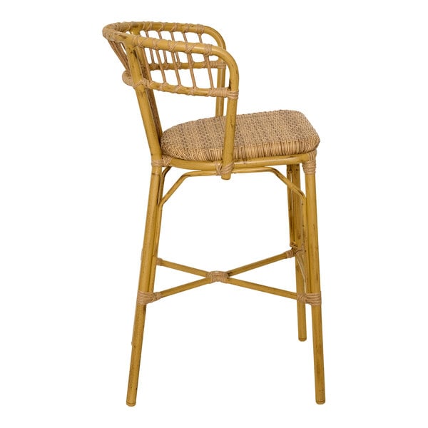 BFM Roatan Aluminum Outdoor Stackable Arm Bar Stool with Synthetic Wicker Seat and Back