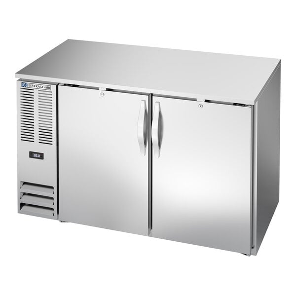 Beverage-Air BBN48HC-S-ALT 48" Stainless Steel ADA Compliant Underbar Height Shallow Depth Solid Swing Door Back Bar Refrigerator with Right-Side Compressor