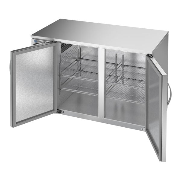 Beverage-Air BBN48HC-S-ALT 48" Stainless Steel ADA Compliant Underbar Height Shallow Depth Solid Swing Door Back Bar Refrigerator with Right-Side Compressor