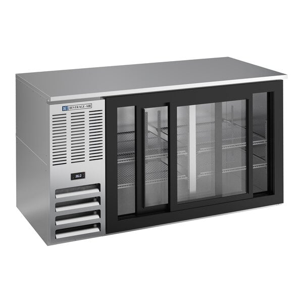 Beverage-Air BB58HC-GS-S 58" Stainless Steel ADA Compliant Underbar Height Glass Sliding Door Back Bar Refrigerator