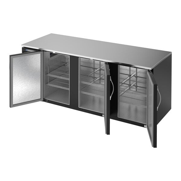 Beverage-Air BB78HC-B 78" Black ADA Compliant Underbar Height Solid Swing Door Back Bar Refrigerator