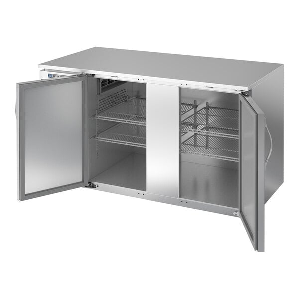 Beverage-Air BB58HC-F-S 58" Stainless Steel ADA Compliant Underbar Height Solid Swing Door Food-Rated Back Bar Refrigerator