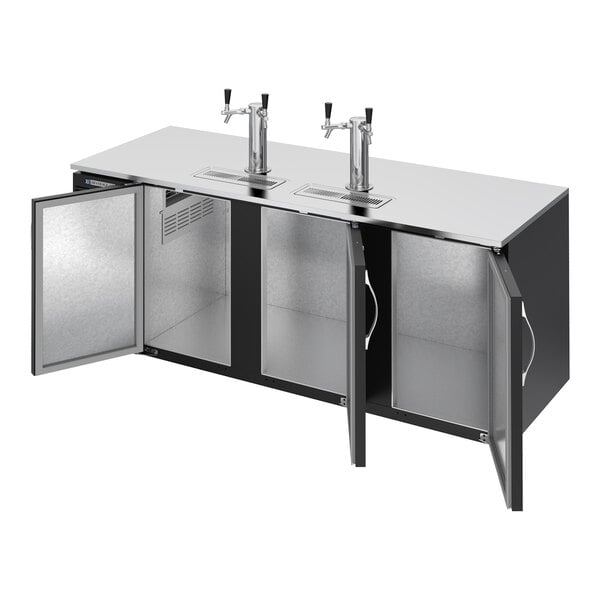Beverage-Air DD78HC-B-ALT (2) Double Tap Kegerator Beer Dispenser with Right Side Compressor - Black, 4 (1/2) Keg Capacity