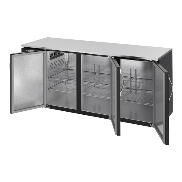 Beverage-Air BBN72HC-B-ALT 72" Black ADA Compliant Underbar Height Shallow Depth Solid Swing Door Back Bar Refrigerator with Right-Side Compressor