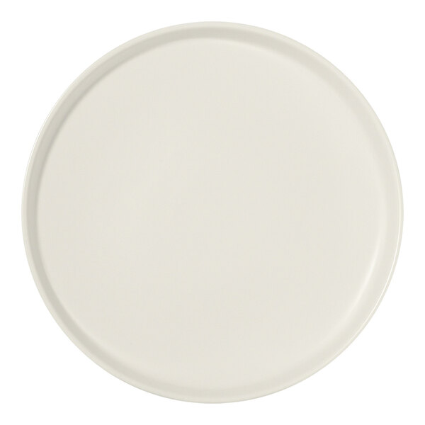 Tuxton TuxTrendz Malibu 8 1/2" x 4" Matte White Round China Pedestal Tray - 4/Case