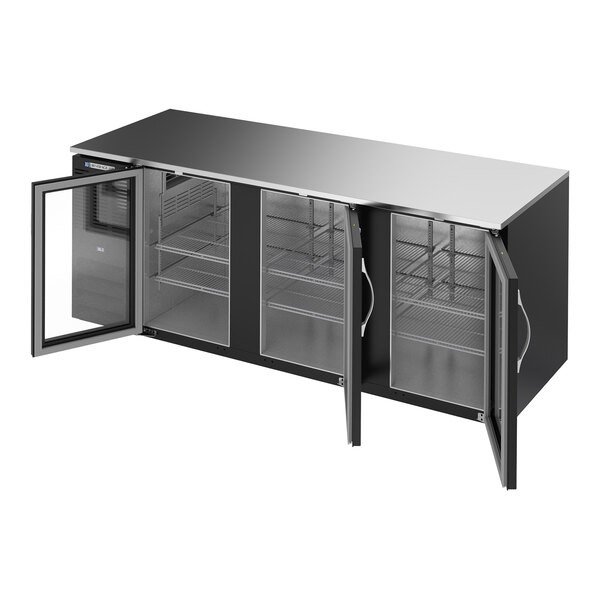 Beverage-Air BB78HC-G-B 78" Black ADA Compliant Underbar Height Glass Swing Door Back Bar Refrigerator