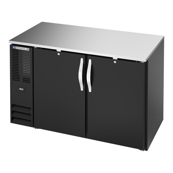 Beverage-Air BBN48HC-B-ALT-WINE 48" Black ADA Compliant Underbar Height Shallow Depth Solid Swing Door Back Bar Wine Refrigerator with Right-Side Compressor