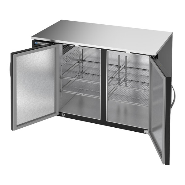 Beverage-Air BBN48HC-B-ALT-WINE 48" Black ADA Compliant Underbar Height Shallow Depth Solid Swing Door Back Bar Wine Refrigerator with Right-Side Compressor