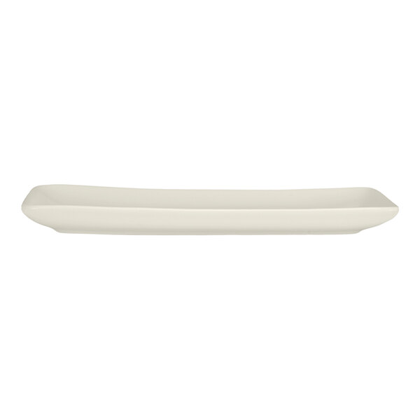 Tuxton TuxTrendz Malibu 11 3/4" x 6 3/8" Matte White Rectangular China Tray - 12/Case