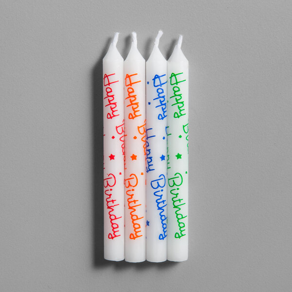 Creative Converting 3" 8-Count Assorted Color "Happy Birthday" Spiral Candles - 6/Case