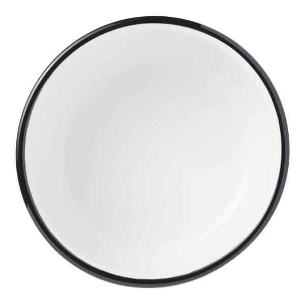 Libbey Porcelana Linea 10.5 oz. Bright White Stackable Porcelain Bowl with Black Band - 36/Case
