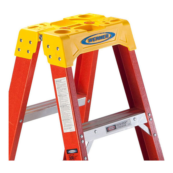 Werner T6200 Series 6' Orange / Yellow Type IA Fiberglass Twin Ladder T6206