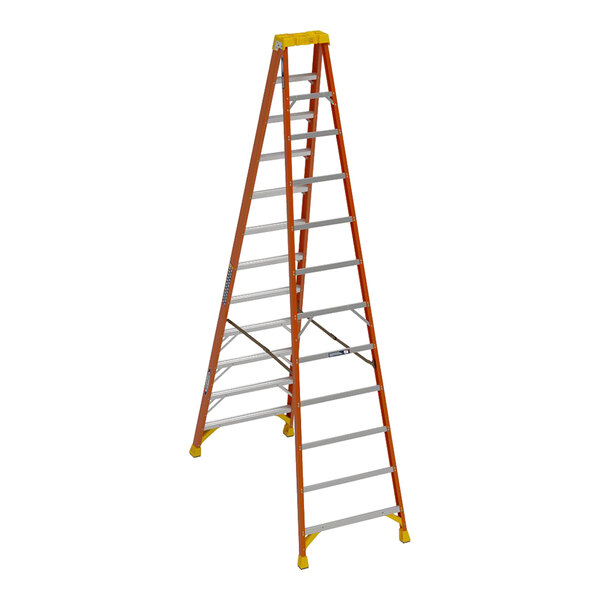 Werner 6200 Series 12' Orange / Yellow Type IA 11-Step Fiberglass Step Ladder 6212