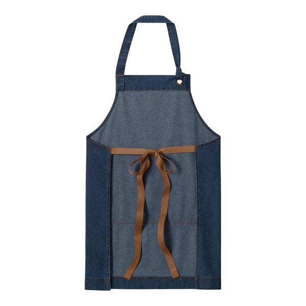 Port Authority A901 Dark Denim Cotton Bib Apron with Brass Grommet