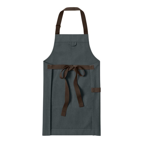 Port Authority A903 Heavy-Duty Canvas Charcoal Gray Bib Apron with Towel Loop