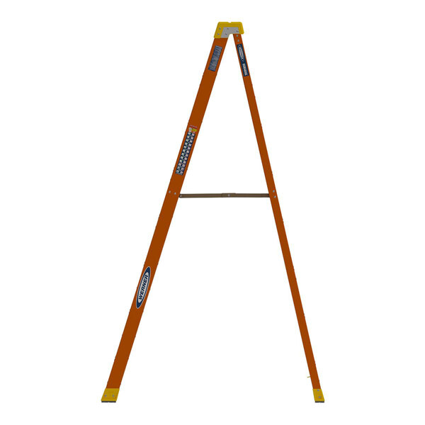Werner 6200 Series 8' Orange / Yellow Type IA 7-Step Fiberglass Step Ladder 6208