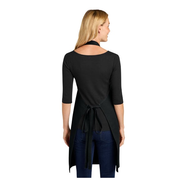 Port Authority A900 Black Cotton Bib Apron with Brass Grommet