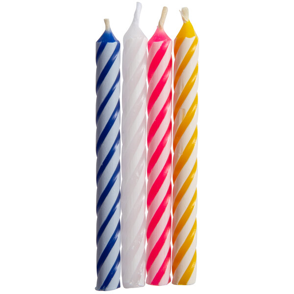 Creative Converting 2 1/2" 24-Count Assorted Pastel Color Spiral Candles - 12/Case