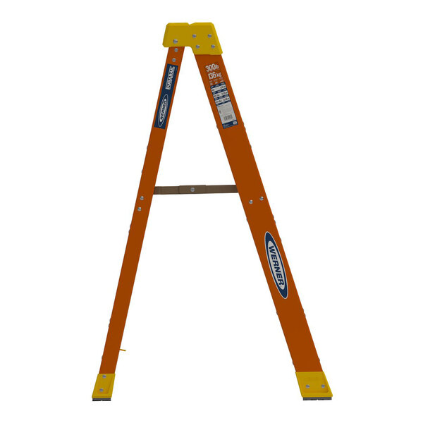 Werner 6200 Series 4' Orange / Yellow Type IA 3-Step Fiberglass Step Ladder 6204