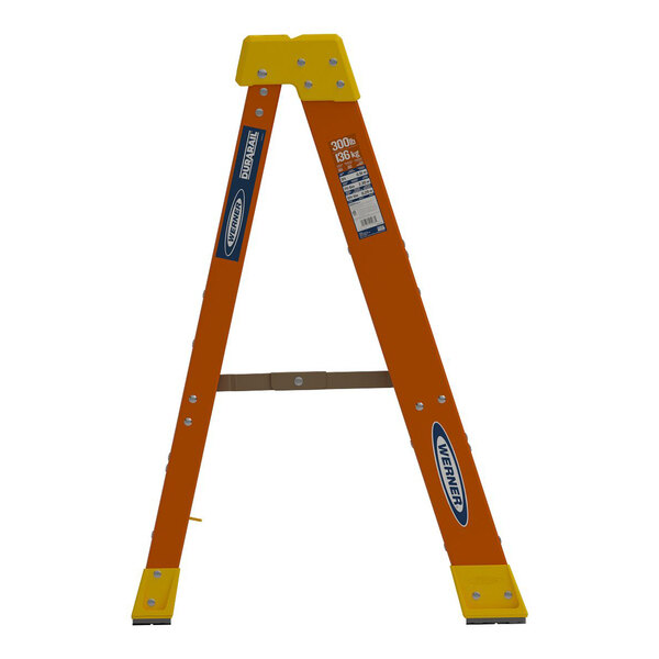 Werner 6200 Series 3' Orange / Yellow Type IA 2-Step Fiberglass Step Ladder 6203