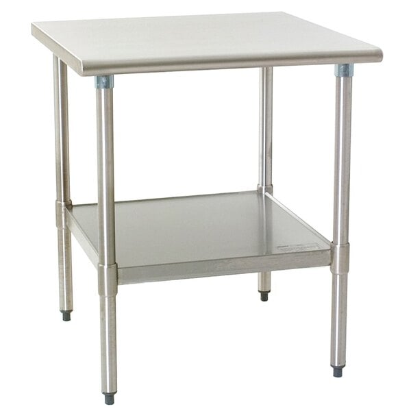 A stainless steel Eagle Group work table with a galvanized undershelf.