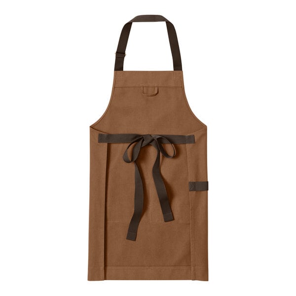 Port Authority A903 Heavy-Duty Canvas Duck Brown Bib Apron with Towel Loop